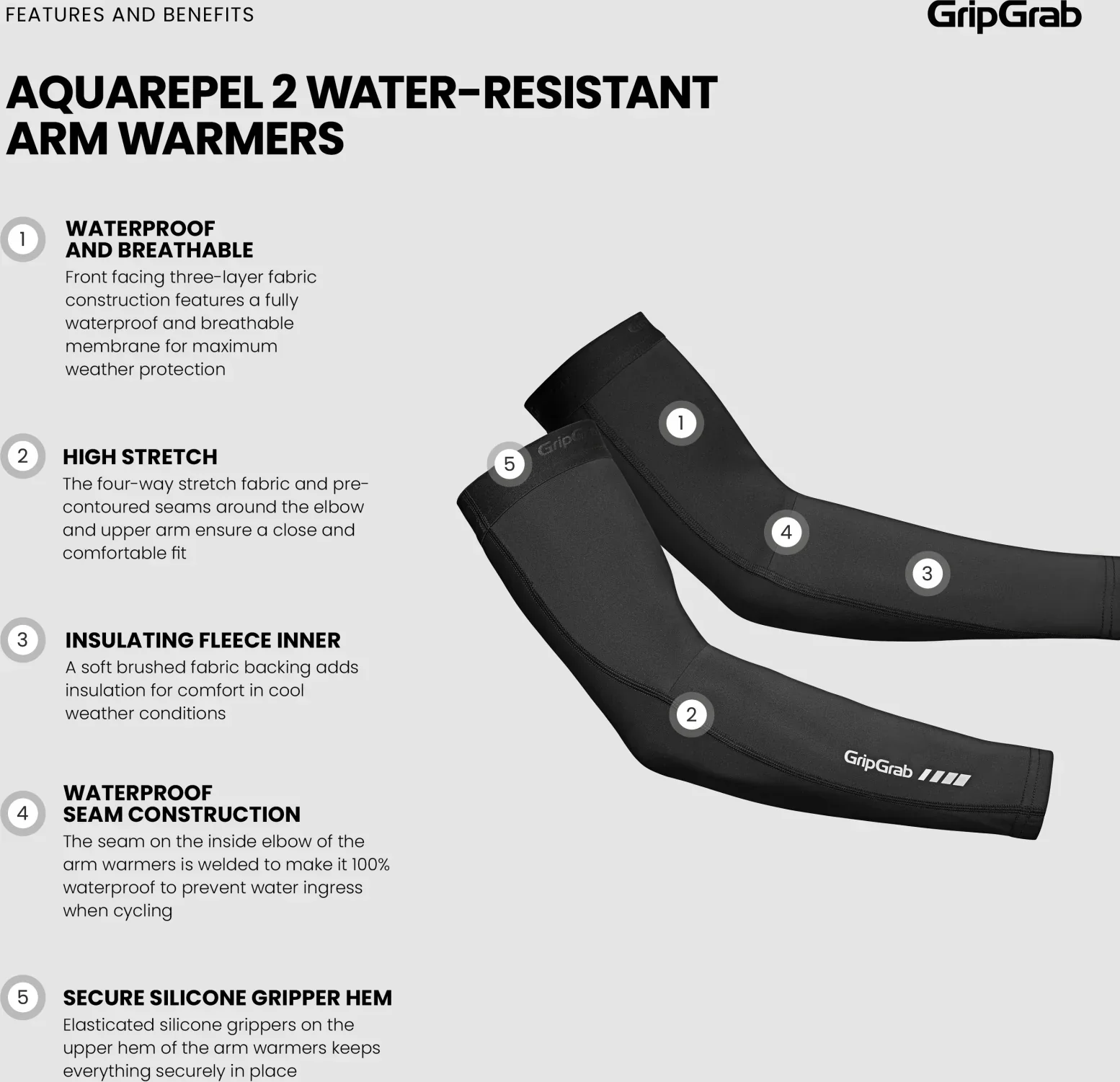 GripGrab AquaRepel 2 Water-Resistant Arm Warmers - Image 4