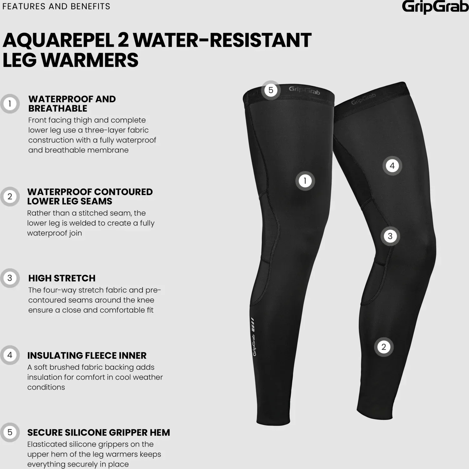 GripGrab AquaRepel 2 Water-Resistant Leg Warmers - Image 7
