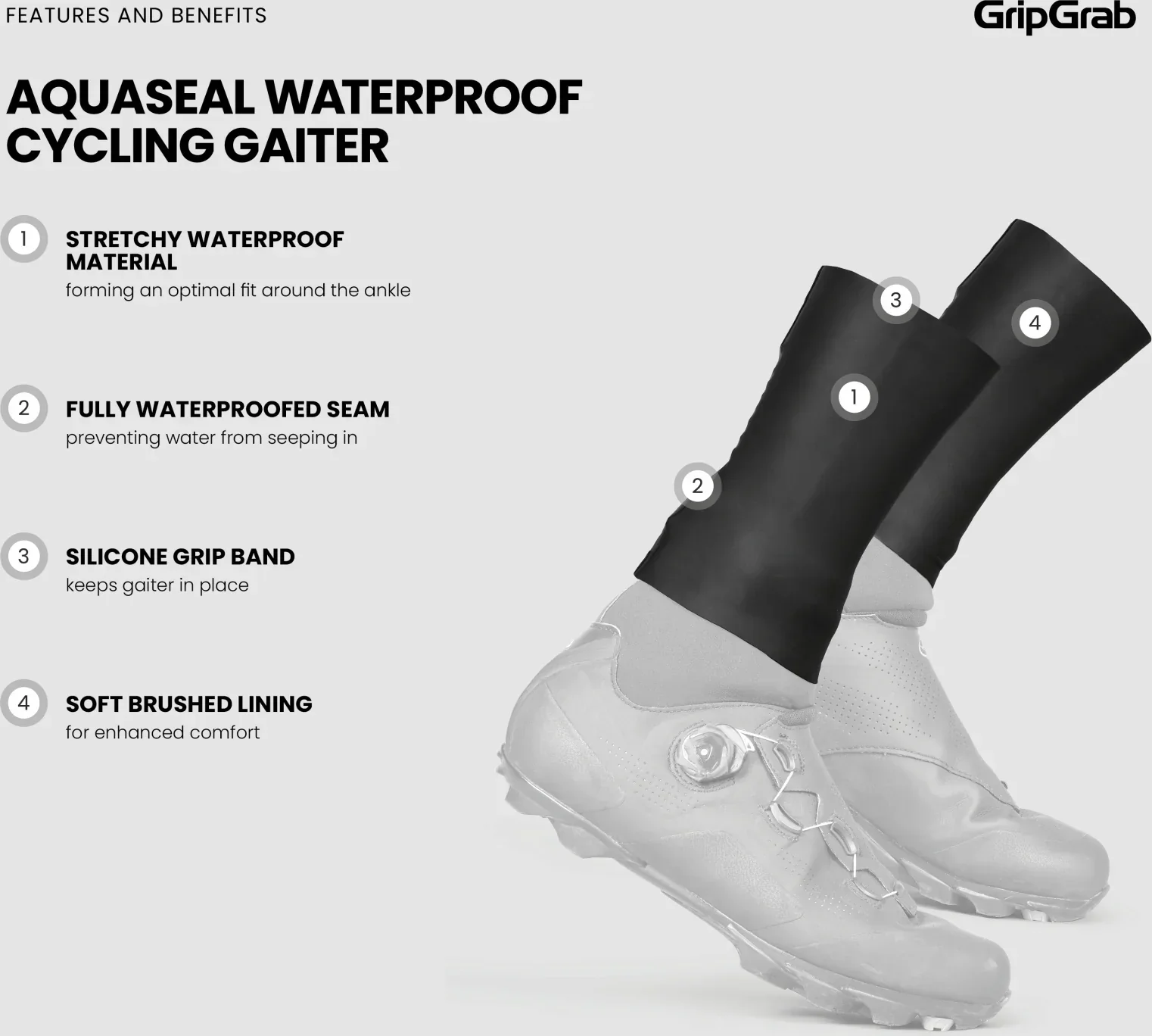 GripGrab AquaSeal Waterproof Cycling Gaiter - Image 5