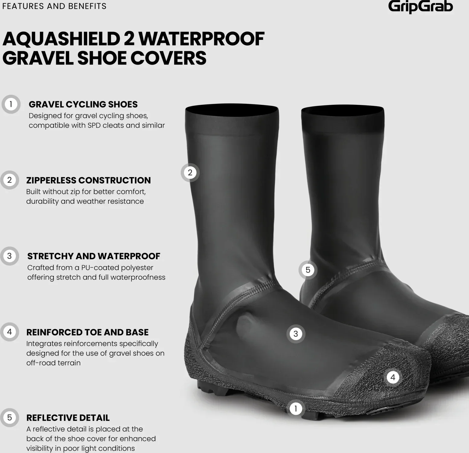 GripGrab AquaShield 2 Waterproof Gravel Shoe Covers - Image 8
