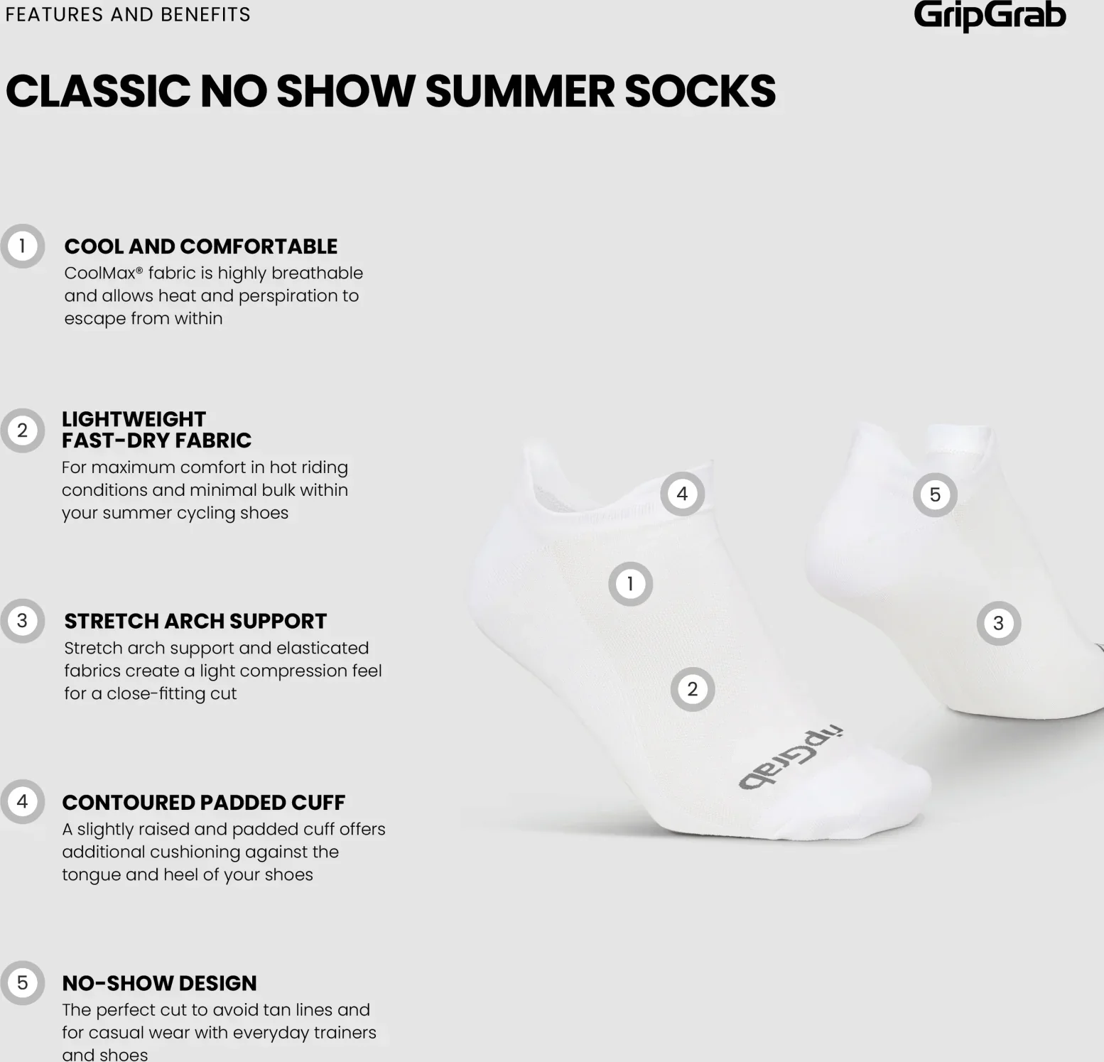 GripGrab Classic No Show Summer Socks 3-Pack - Image 5