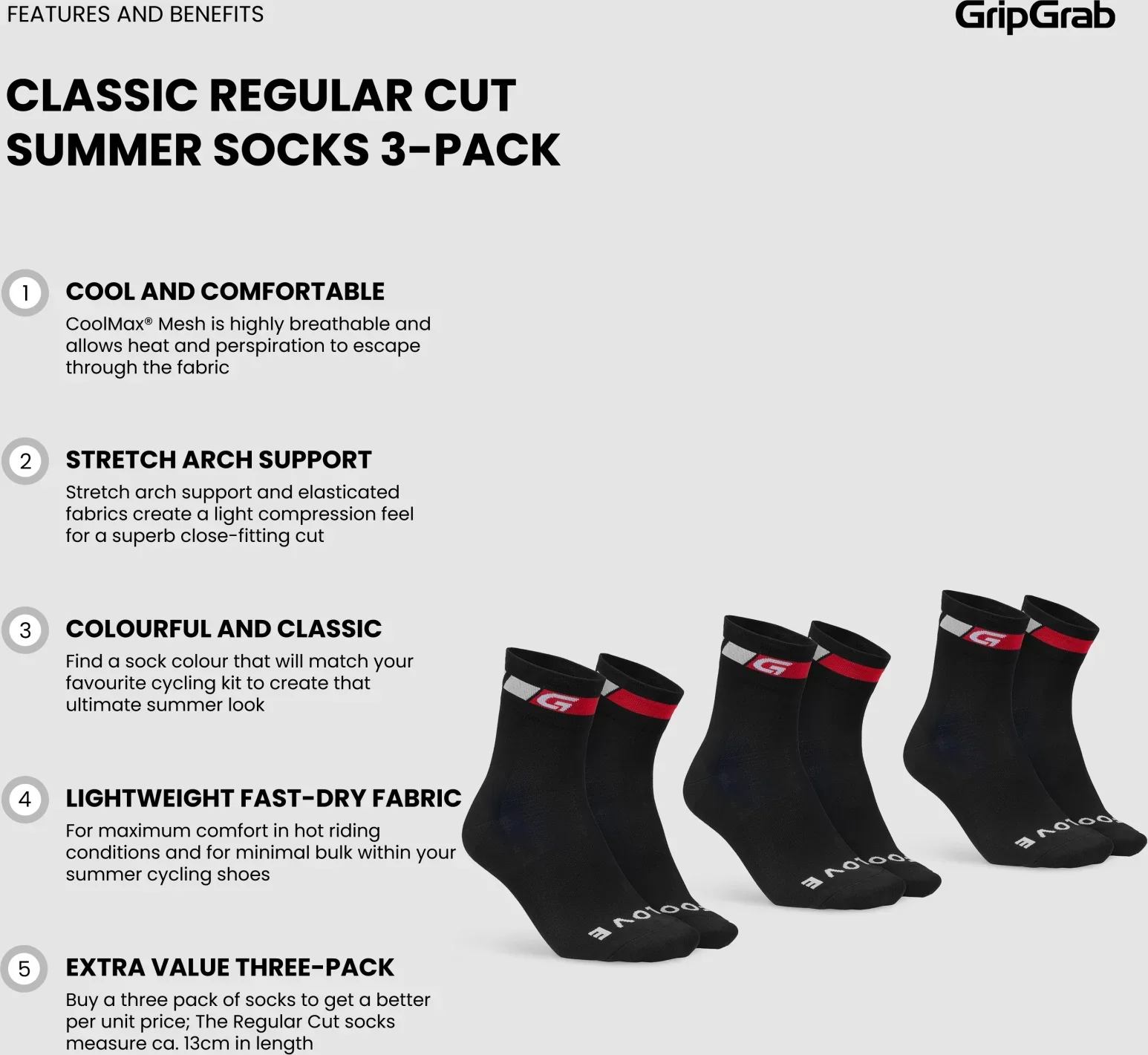 GripGrab Classic Regular Cut Summer Socks 3-Pack - Image 6
