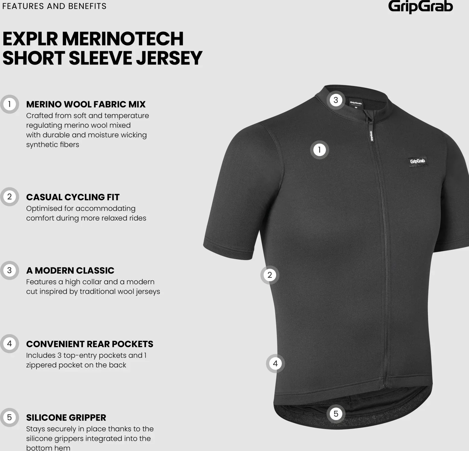 GripGrab EXPLR Merinotech Short Sleeve Jersey Mens - Image 7
