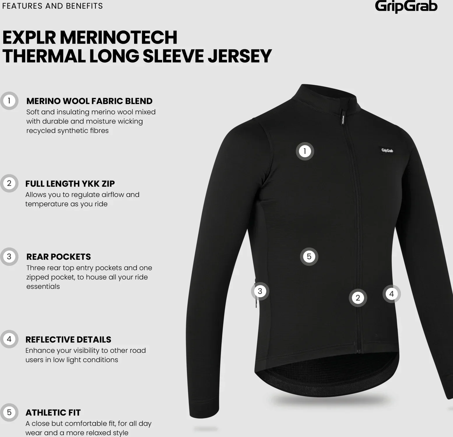 GripGrab EXPLR Merinotech Thermal Long Sleeve Jersey - Image 7