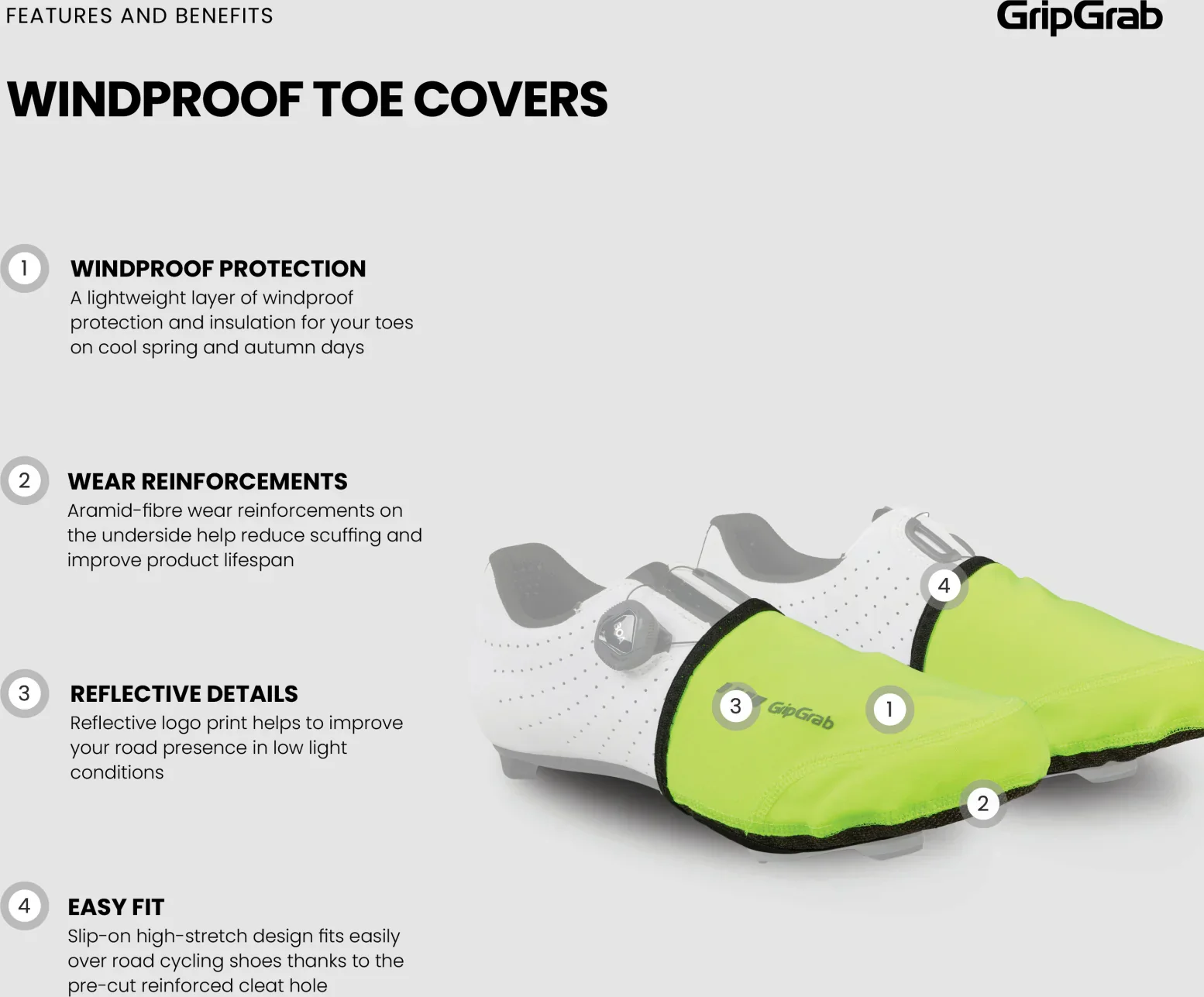 GripGrab Hi-Vis Windproof Road Toe Covers - Image 6