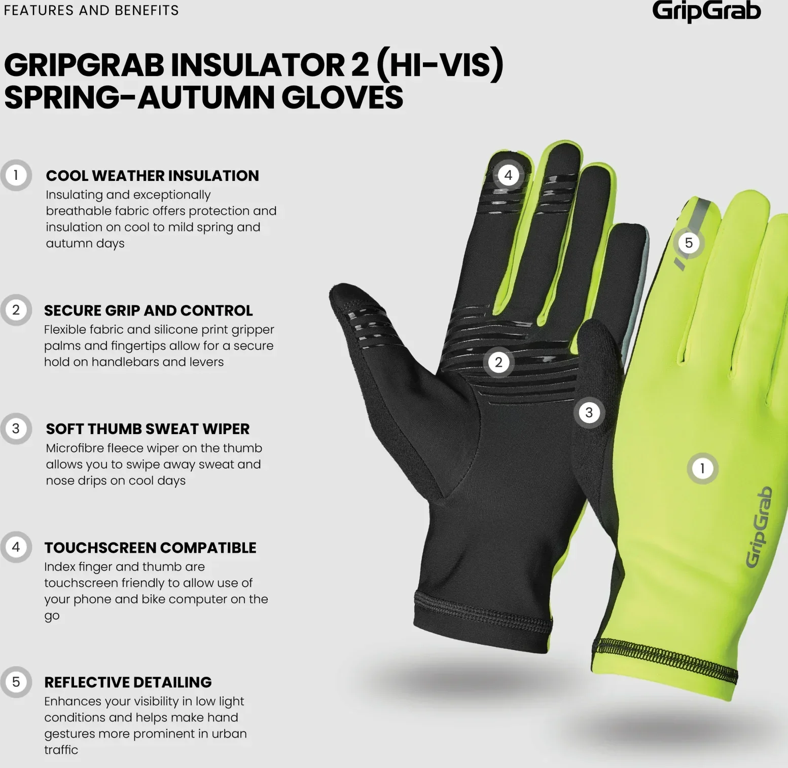 GripGrab Insulator 2 Hi-Vis Spring-Autumn Gloves - Image 6
