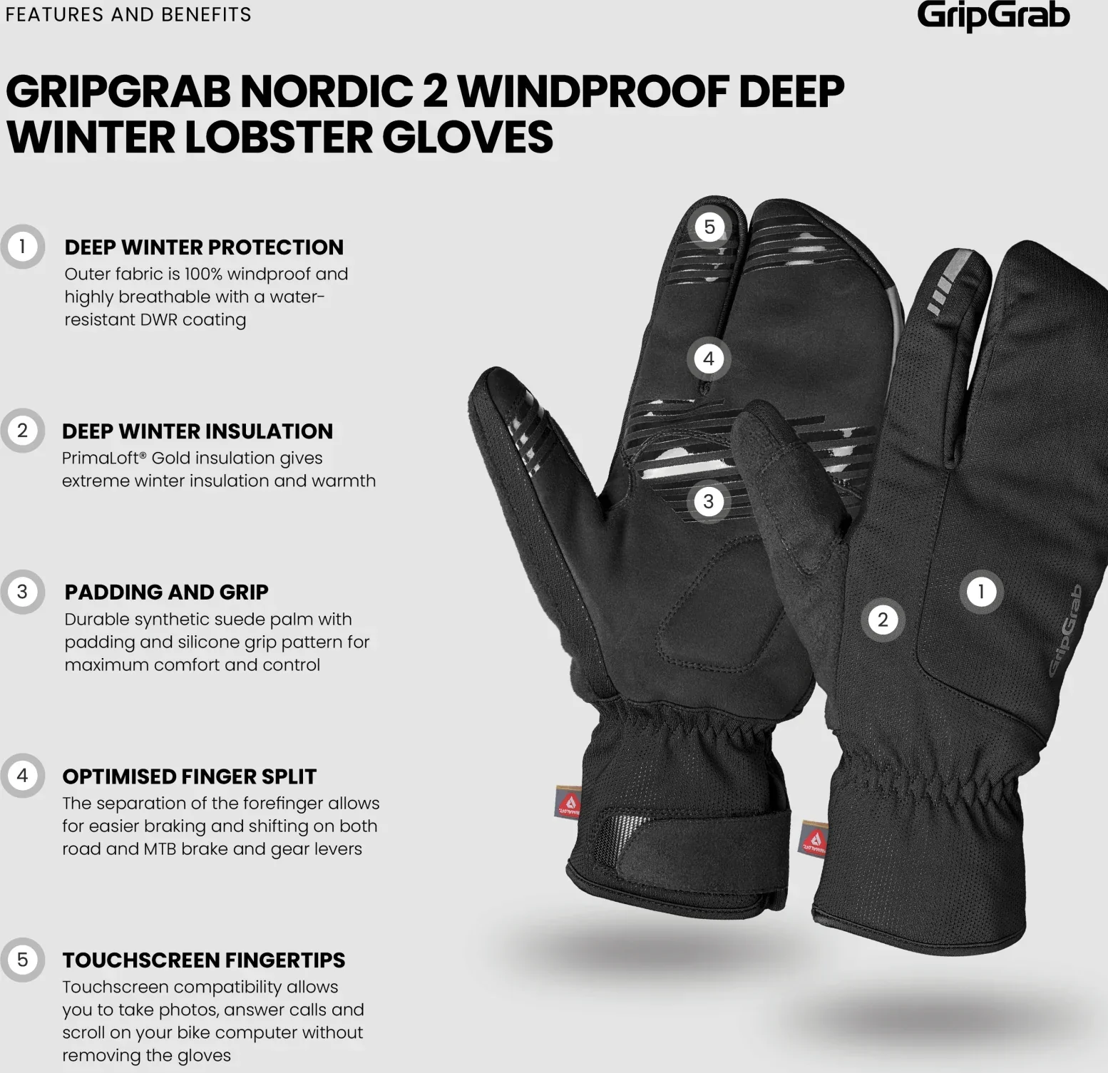 GripGrab Nordic 2 Windproof Deep Winter Lobster Gloves - Image 8