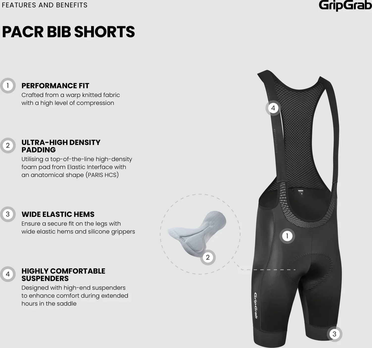 GripGrab PACR Bib Shorts Mens - Image 8