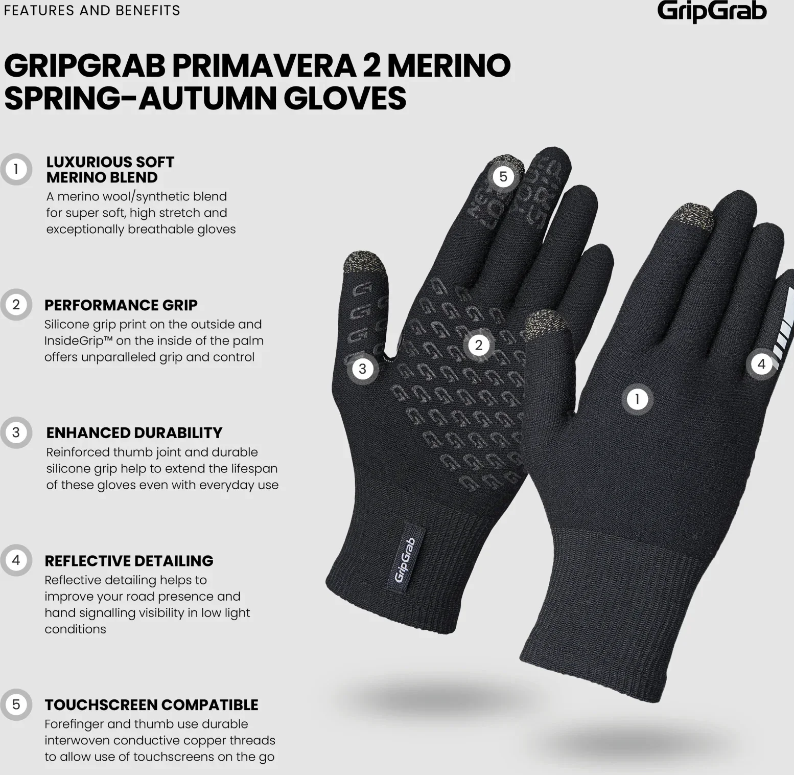 GripGrab Primavera 2 Merino Spring-Autumn Gloves - Image 5