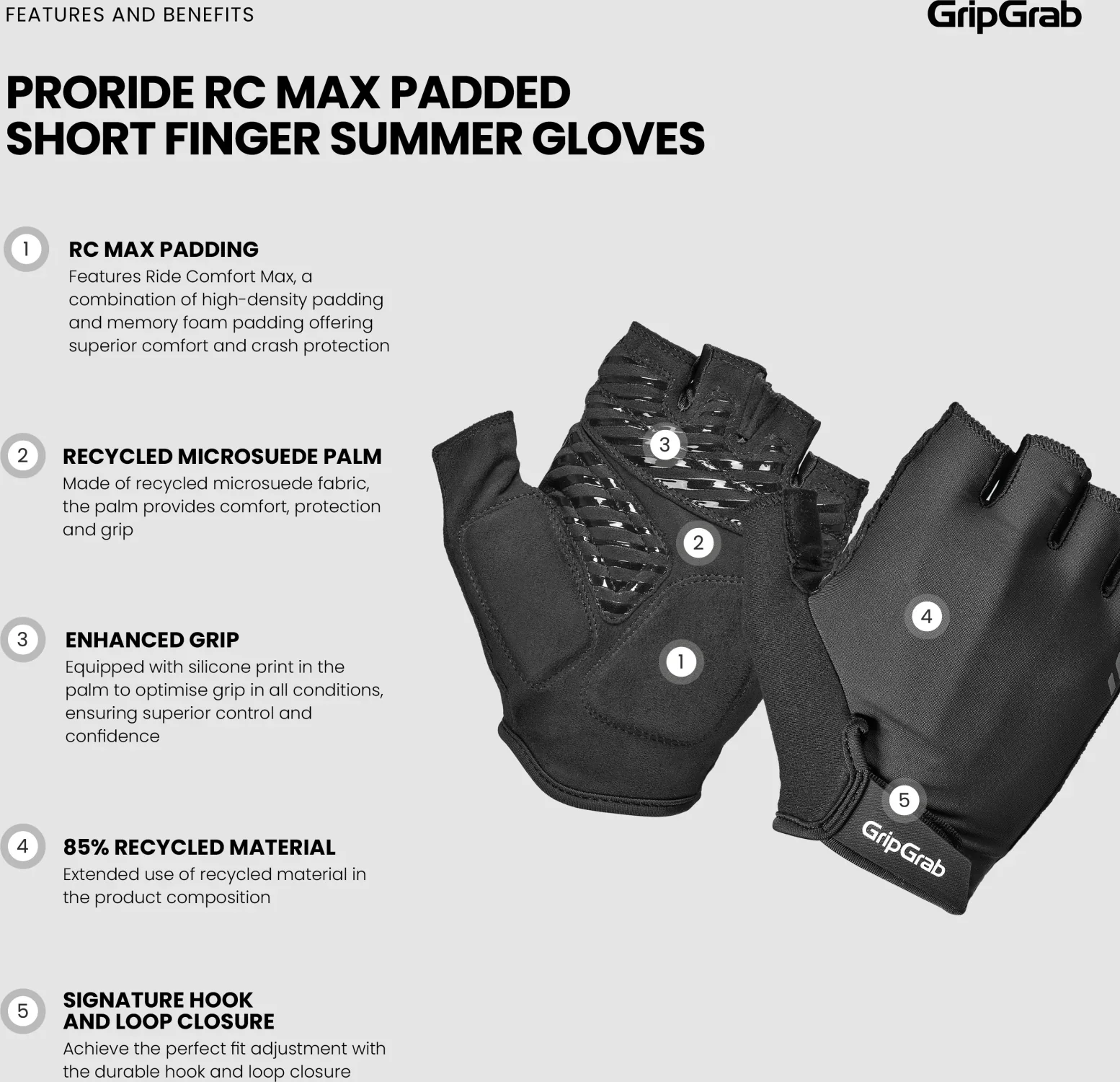 GripGrab ProRide RC Max Padded Short Finger Summer Gloves - Image 7
