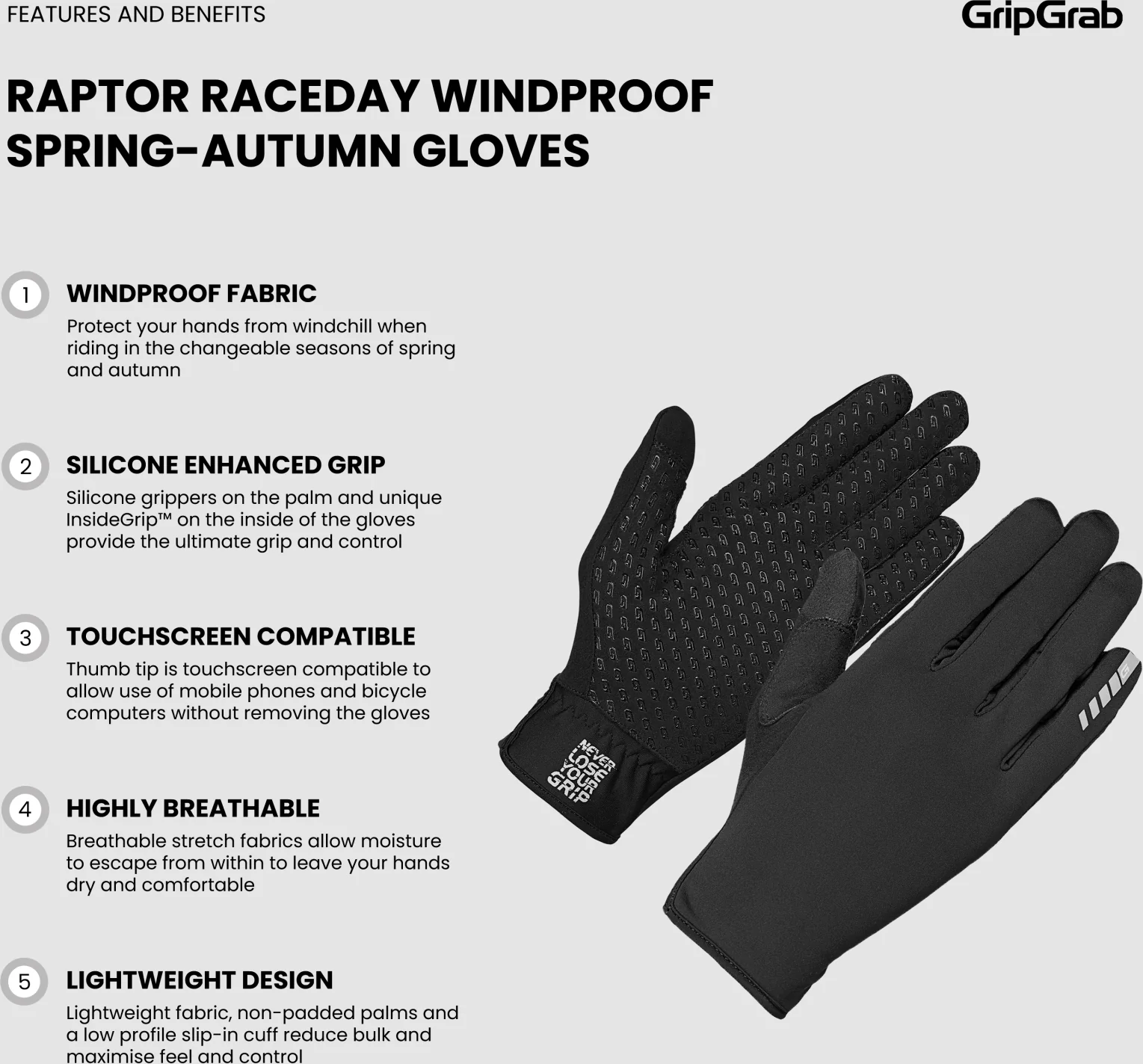 GripGrab Raptor RaceDay Windproof Spring-Autumn Gloves - Image 8