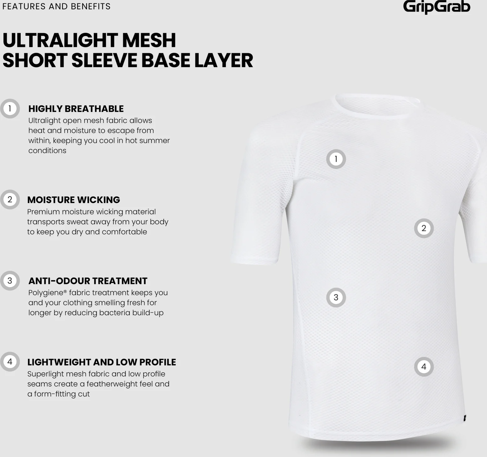 GripGrab Ultralight Mesh Short Sleeve Base Layer 2-Pack - Image 5