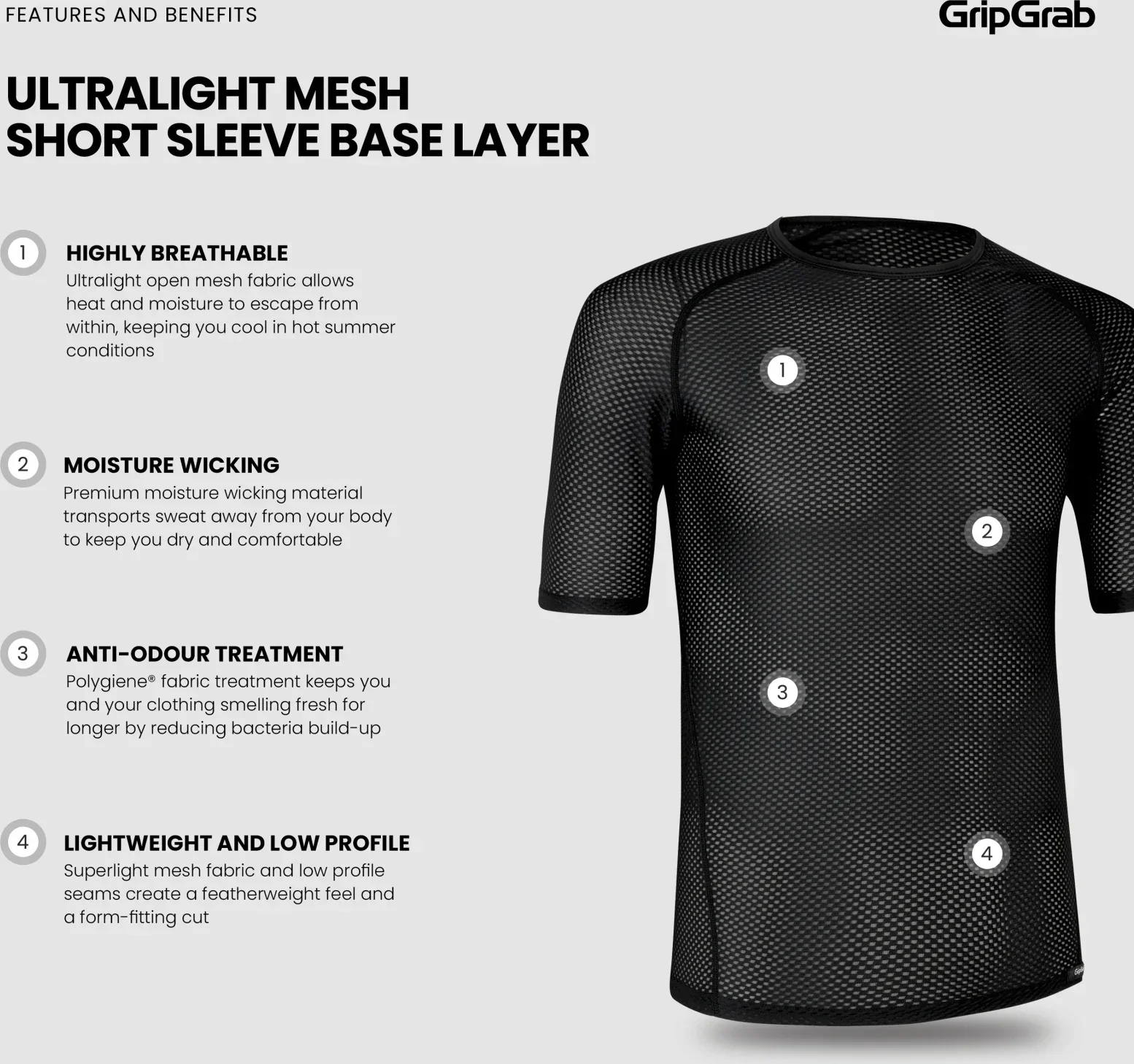GripGrab Ultralight Mesh Short Sleeve Base Layer - Image 6