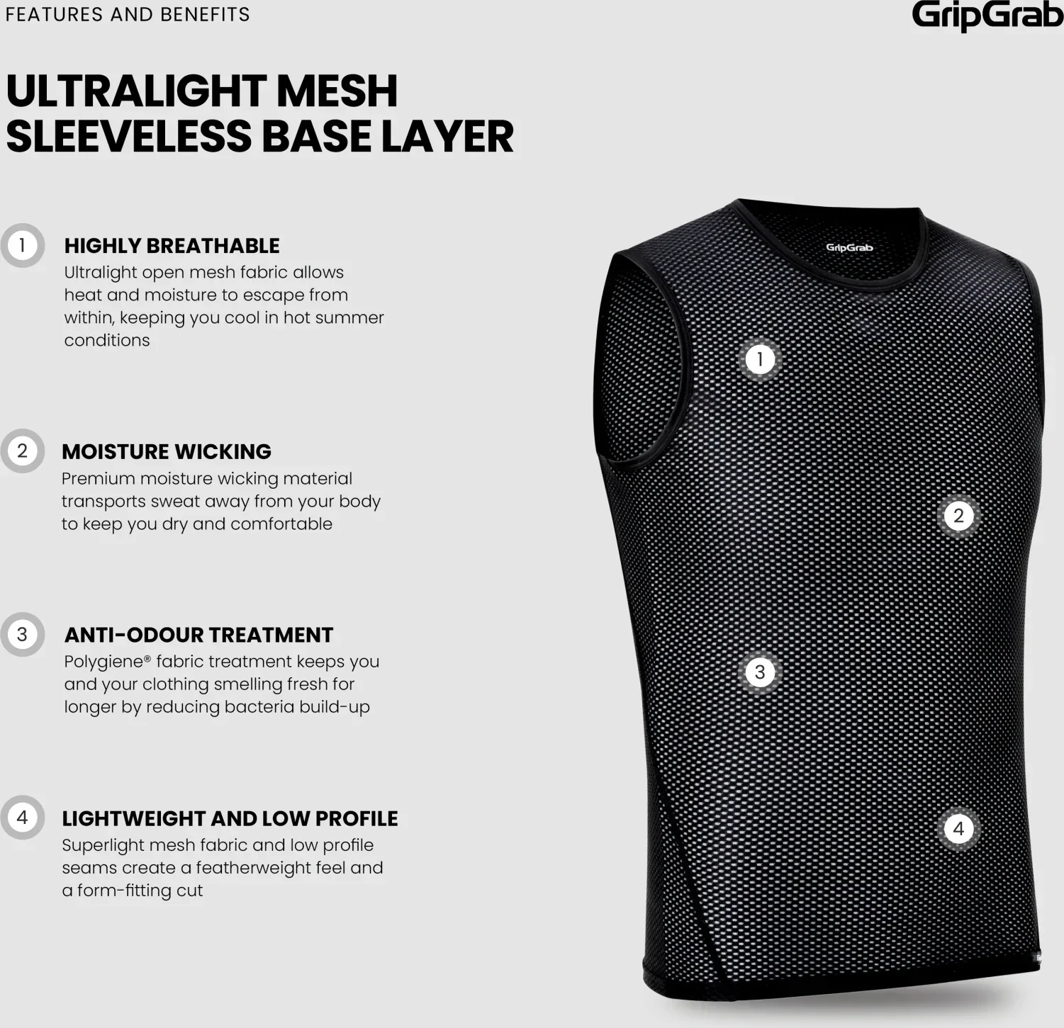 GripGrab Ultralight Mesh Sleeveless Base Layer - Image 6