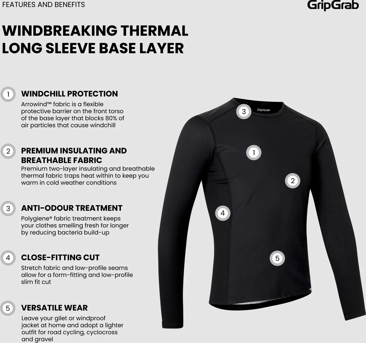 GripGrab WindBreaking Thermal Long Sleeve Base Layer - Image 5