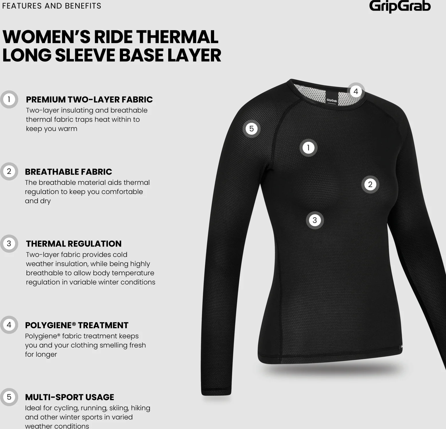 GripGrab Womens Ride Thermal Long Sleeve Base Layer - Image 3