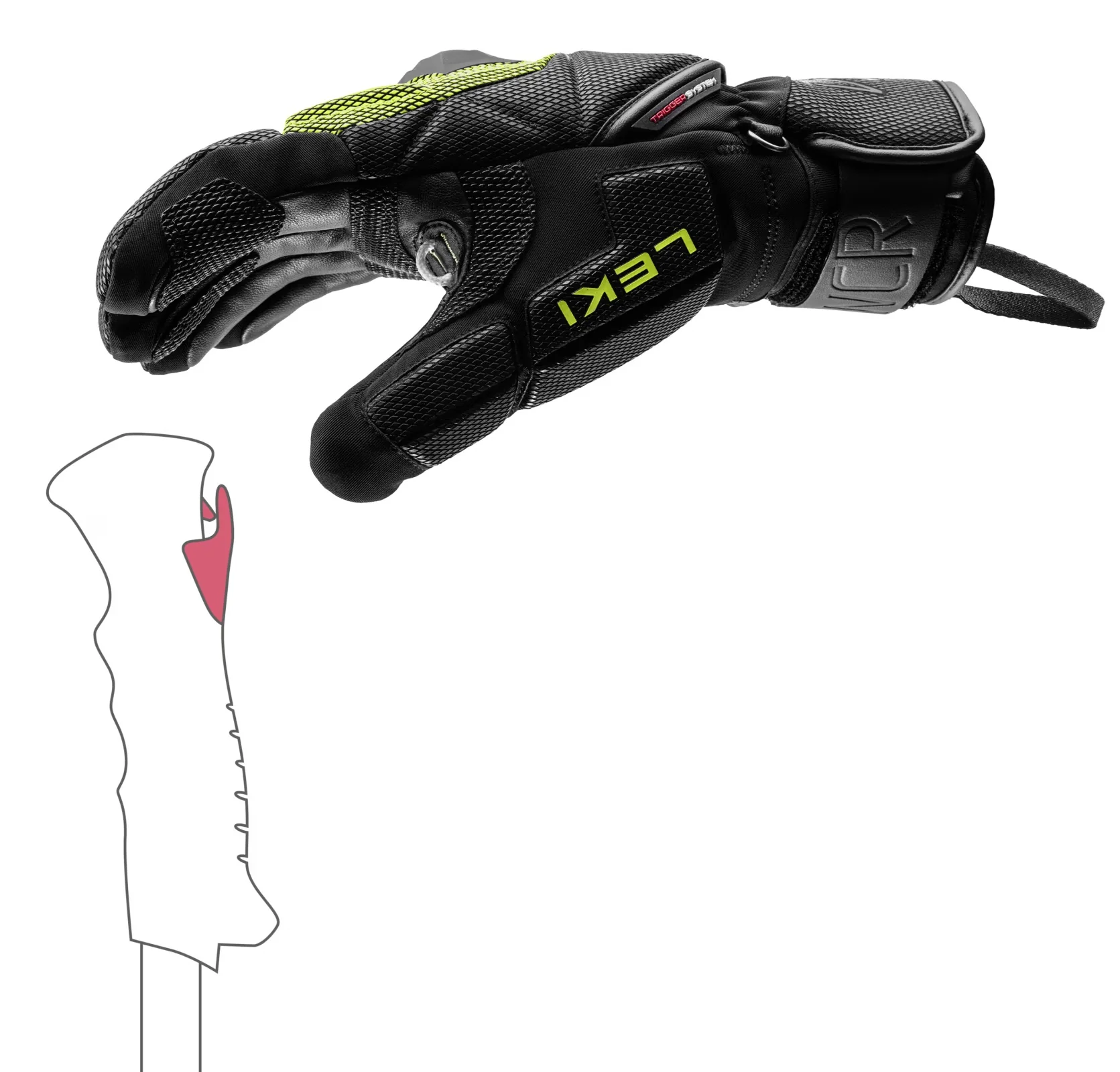LEKI WCR Coach 3D black/ice yellow gloves - Image 3